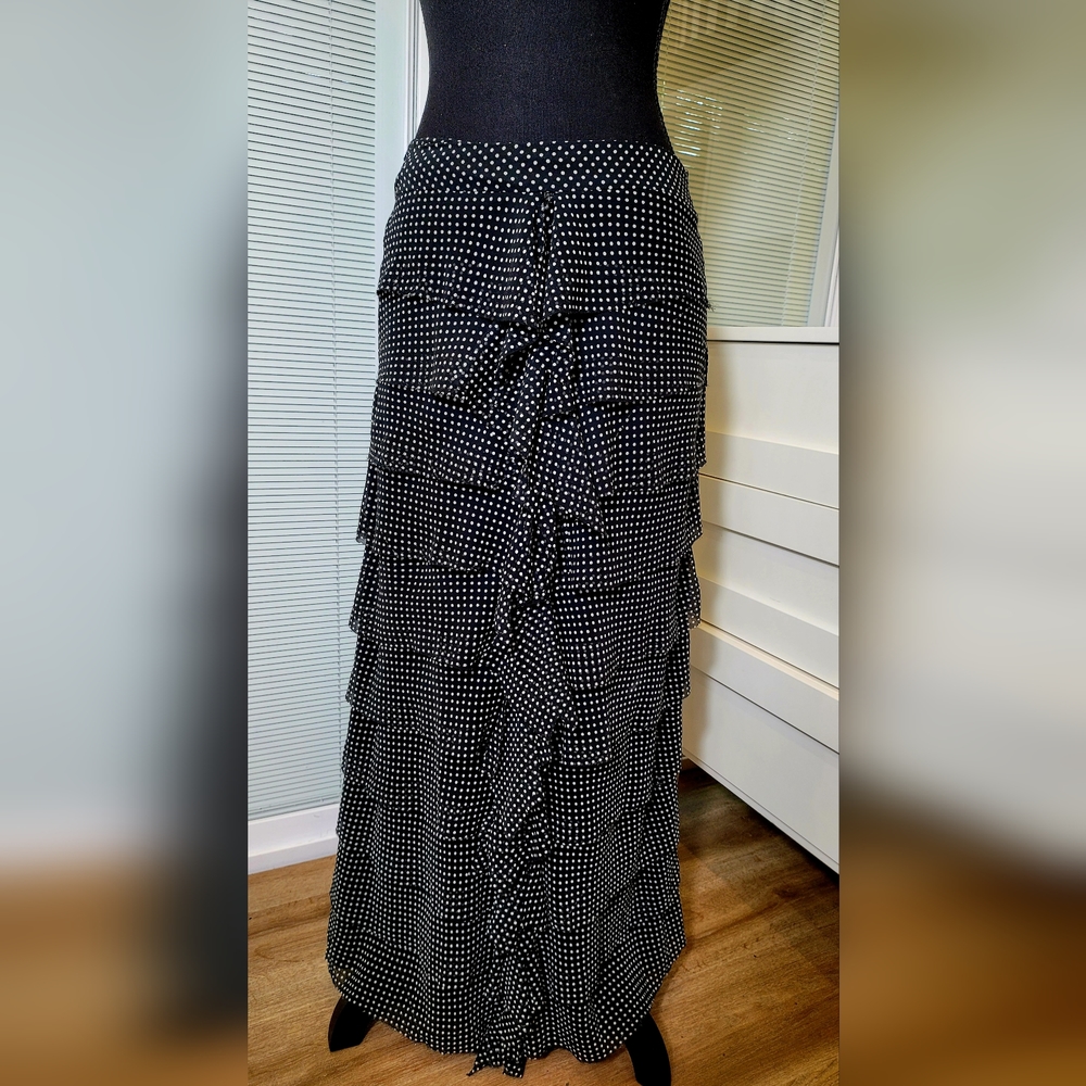 Maxi ruffle polka-dot skirt